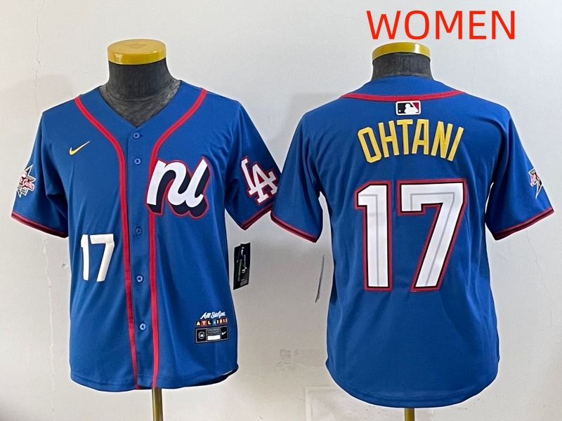 women 2025 Los Angeles Dodgers 17 Ohtani Blue Nike MLB Jersey style 007
